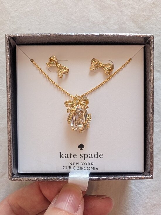 kate spade Jewelry - NIB Kate Spade Pave Present Pendant and Studs Boxed Set